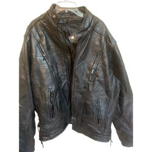 Diamond Plate Buffalo Leather Motorcycle High Quality Heavy Biker Coat M…